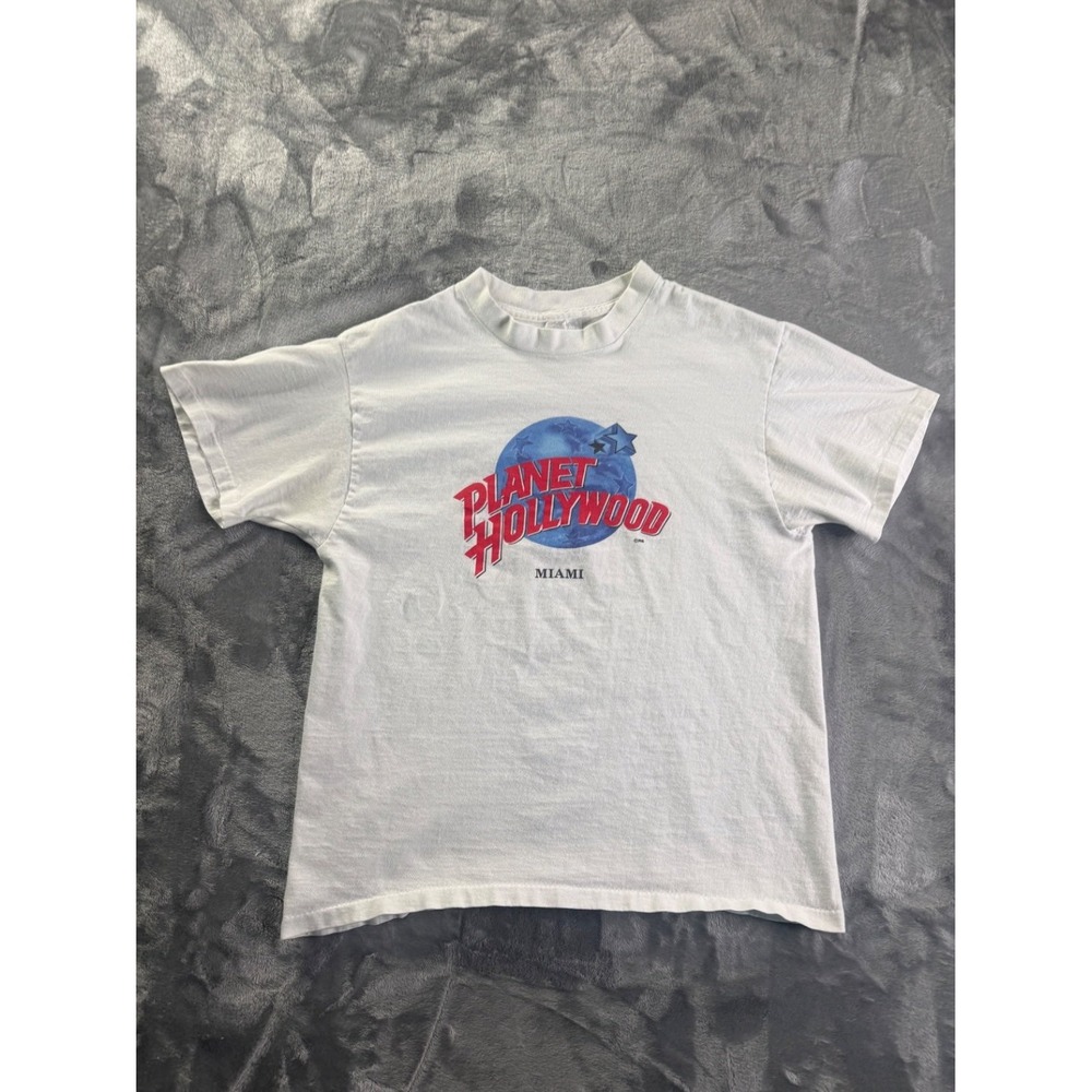 Vintage Planet Hollywood Miami T-Shirt Men's M White 90s Single Stitch USA Made